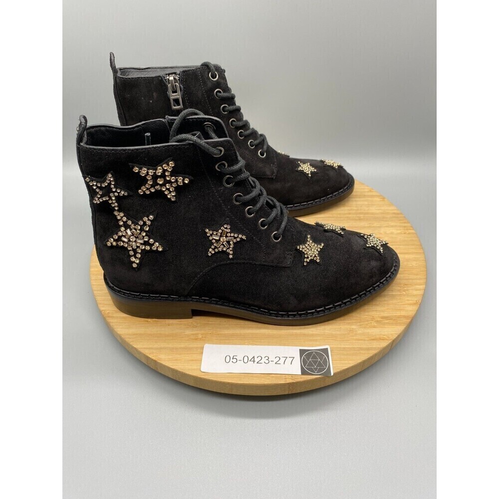 Coach Watts Star Boots Black Sued Side Zip Western Rhinestones G2313 Womens 7 B - Picture 13 of 14